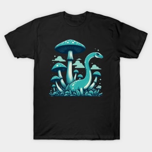 Cute simple Dinosaur Brontosaurus in Mushroom Garden T-Shirt